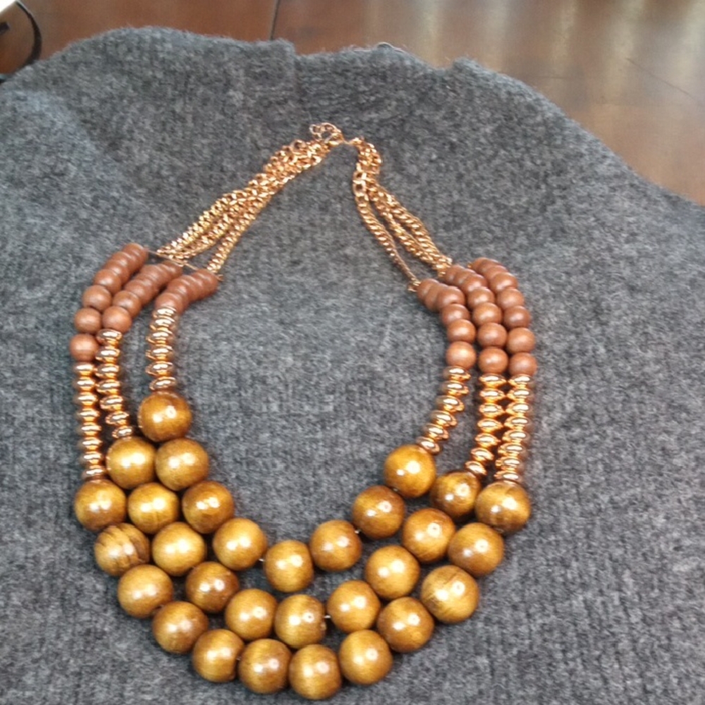 Elegant Brown Wooden Beaded Necklace